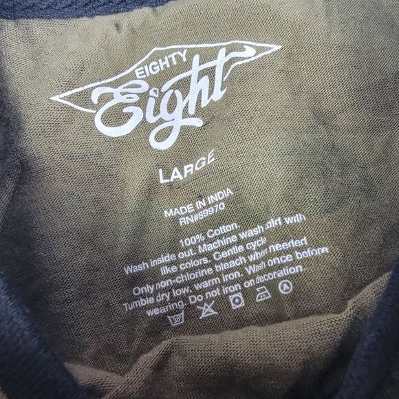 Eighty Eight Mens Large Green Brown Camouflage Long Sleeve Shirt Rose Embroidery - Picture 3 of 8